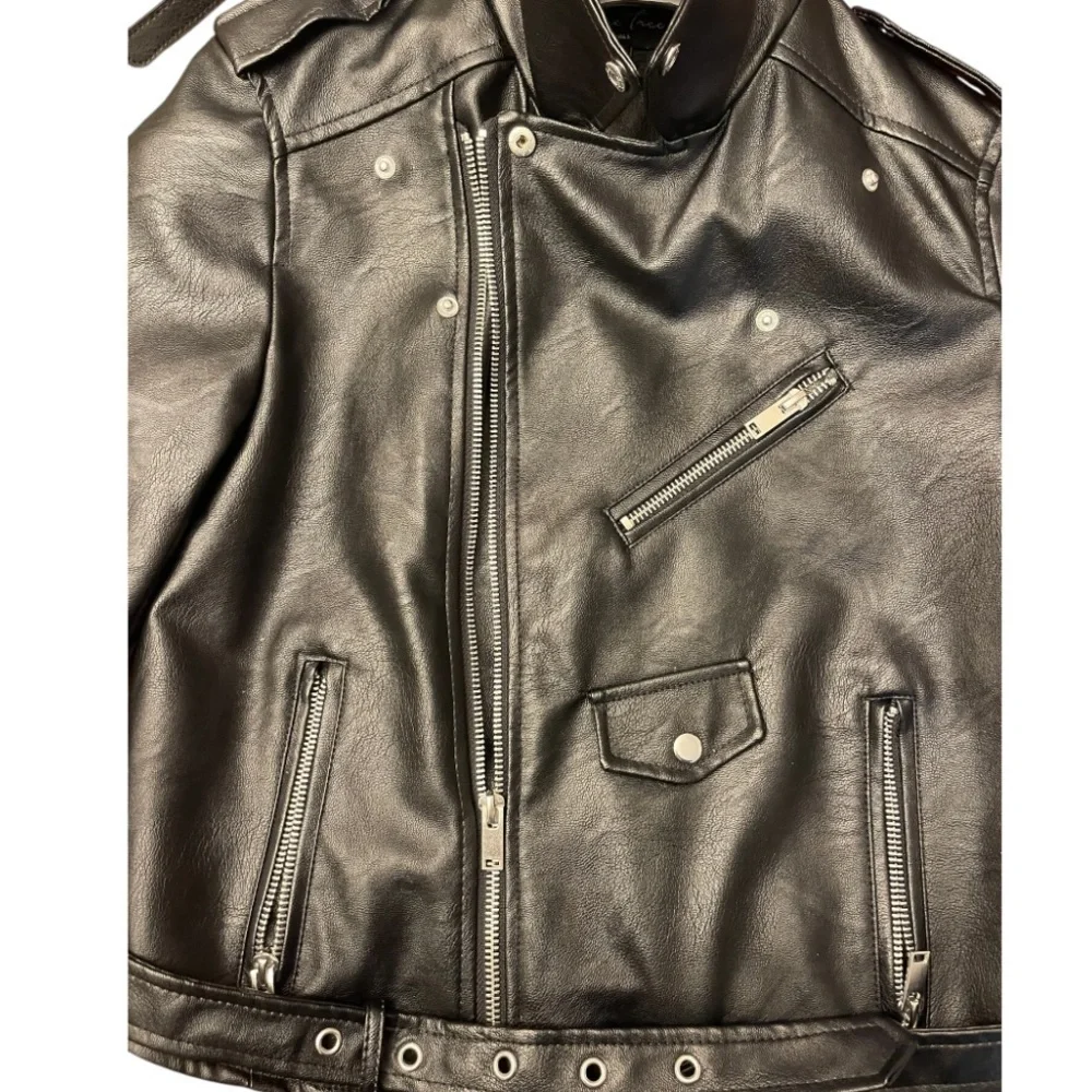 Love Tree Faux Leather Biker Moto Jacket Black, Size Women small - Picture 11 of 16